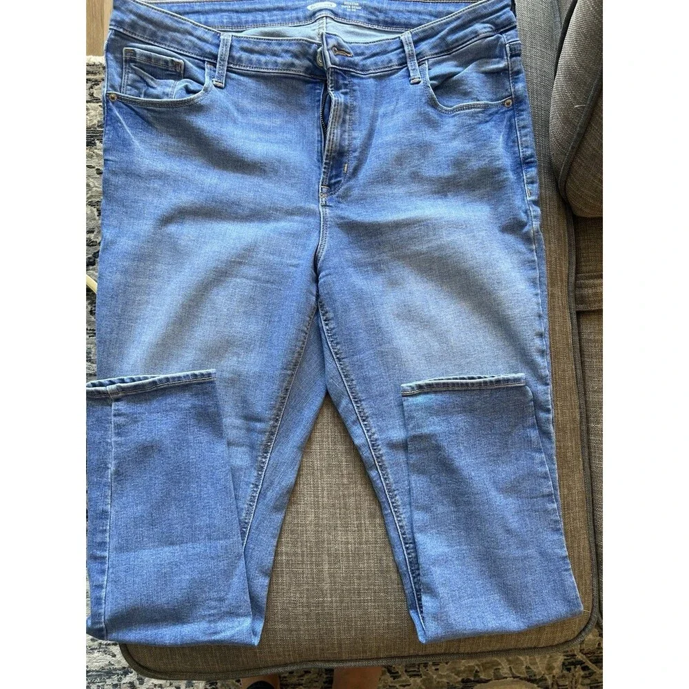 Old Navy Women's 16 Mid-Rise Rockstar Super Skinny Denim Jeans Stretch indigo